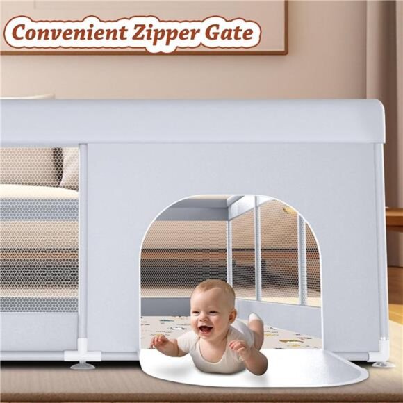 Baby Playpen with Mat 74" x 50" Large Play Yard Playpen for Babies and Toddlers - Picture 5 of 8